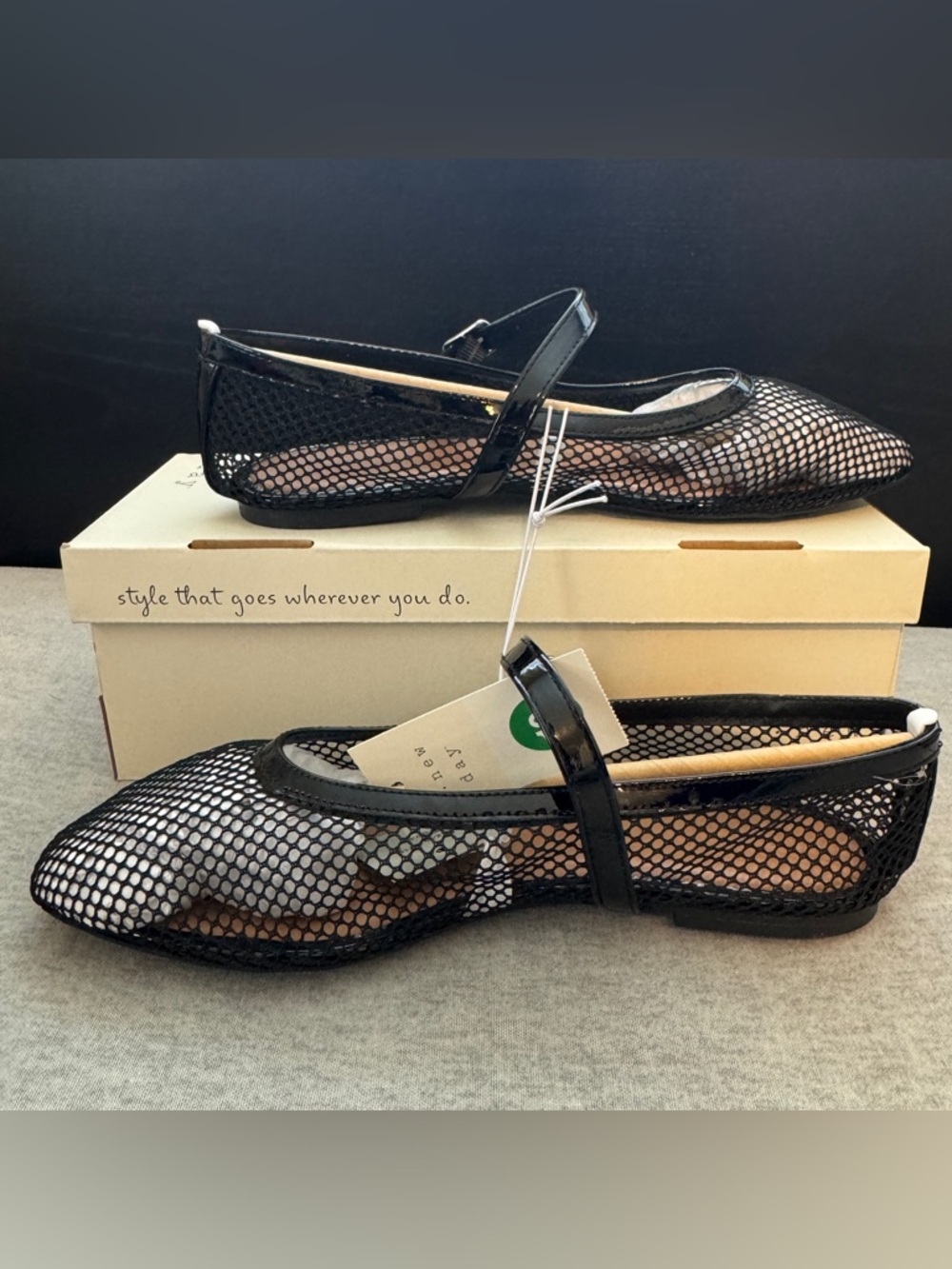 A New Day - Women's Issa Mesh Mary Jane Ballet Flats with Memo Black 10